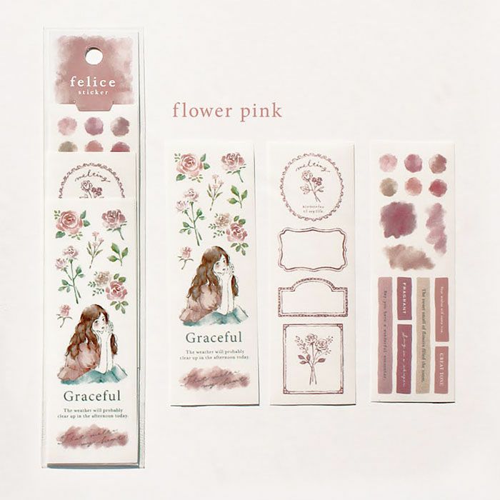 MindWave マインドウェイブ  フェリーチェ ステッカー 81532 flower pink （10セット）