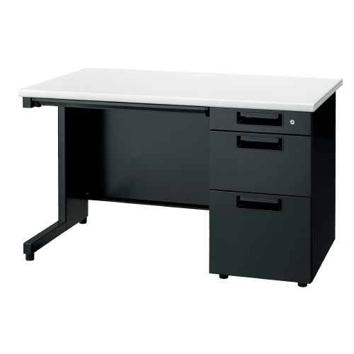 PLUS（プラス）オフィス家具 片袖机 JS-127D-3 WH/TBK ブラック　
