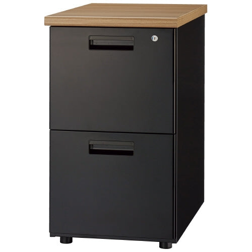 PLUS（プラス）オフィス家具 脇机2段 GT-462WTR BK ミディアムウッド　