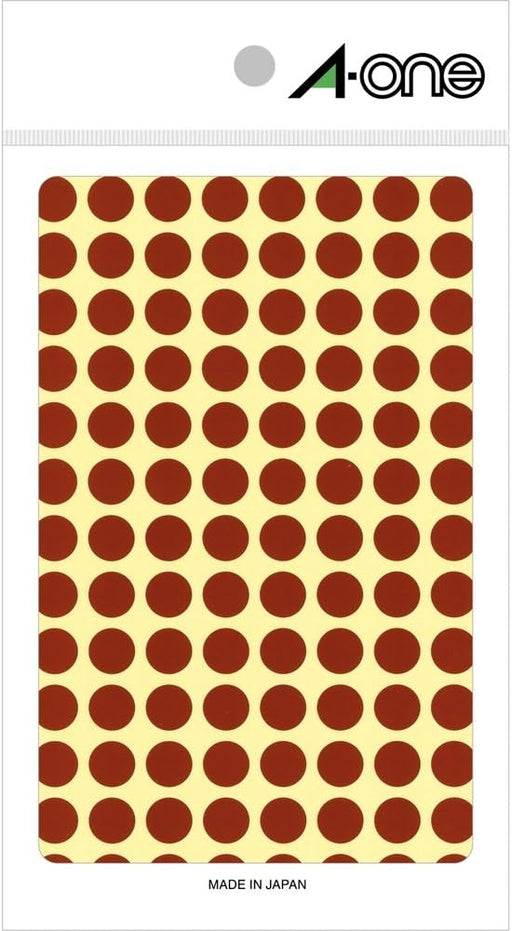 エーワン カラーラベル 茶 丸型 9mm 14シート 07007（10セット）