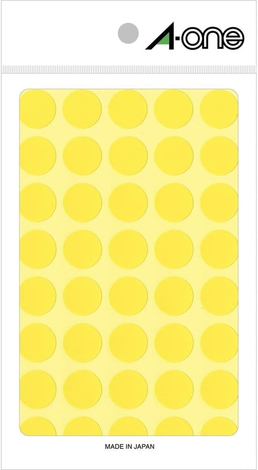 エーワン カラーラベル 黄 丸型 15mm 14シート 07024（10セット）