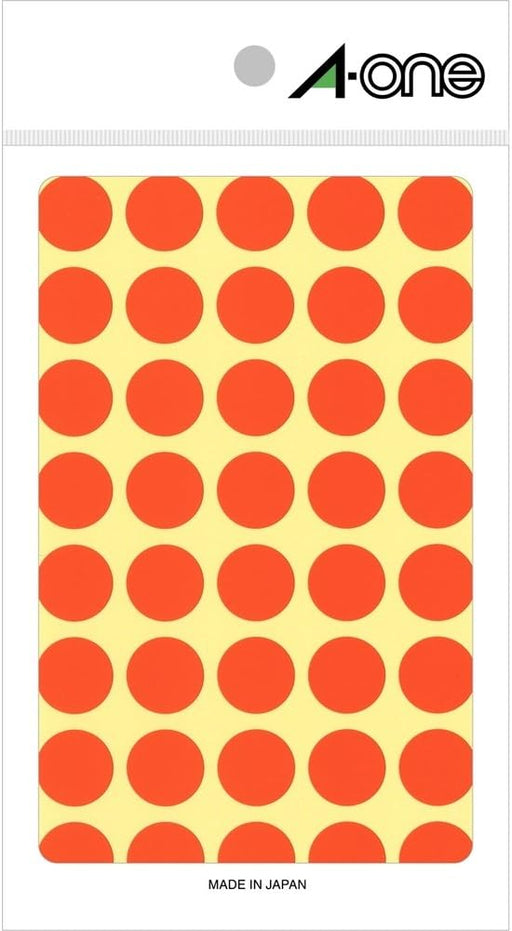 エーワン カラーラベル 橙 丸型 15mm 14シート 07025（10セット）