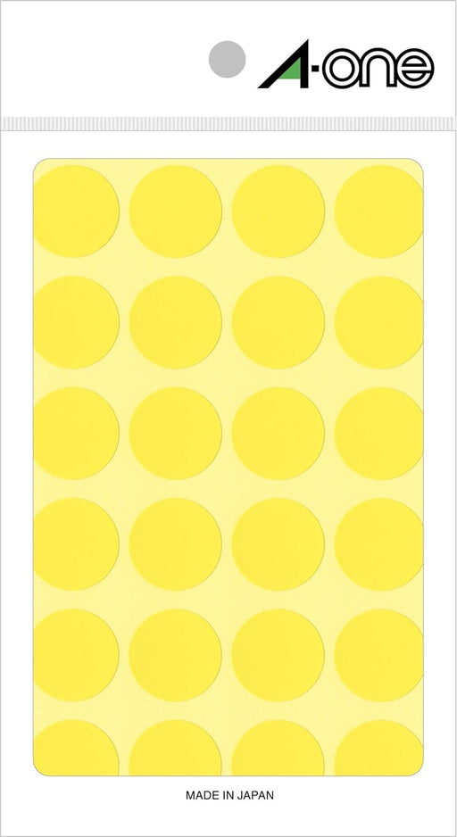 エーワン カラーラベル 黄 丸型 20mm 14シート 07044（10セット）