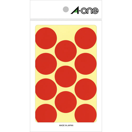 エーワン カラーラベル 赤 丸型 30mm 14シート 07231（10セット）