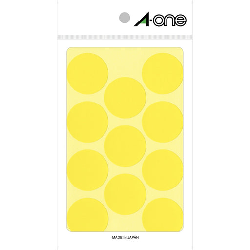 エーワン カラーラベル 黄 丸型 30mm 14シート 07234（10セット）