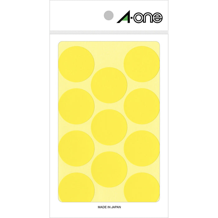エーワン カラーラベル 黄 丸型 30mm 14シート 07234（10セット）