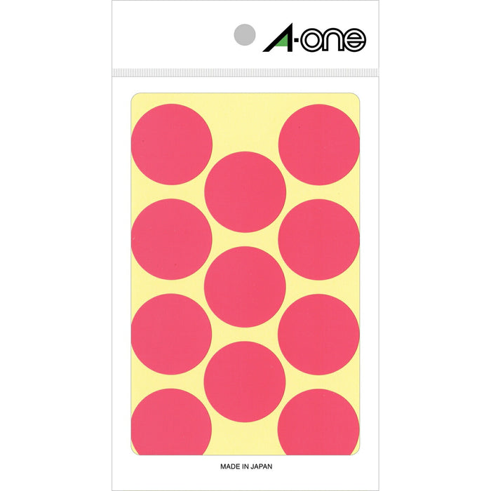 エーワン カラーラベル 桃 丸型 30mm 14シート 07238（10セット）