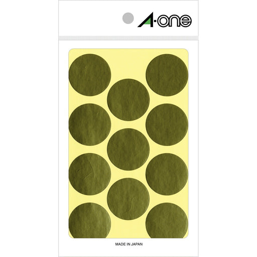 エーワン カラーラベル 金 丸型30mm 8シート 07241（10セット）