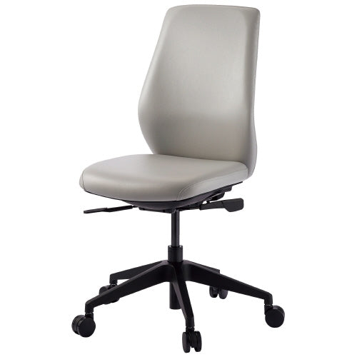 PLUS（プラス）オフィス家具 事務イス NC-200V ライトグレー レザー張り　