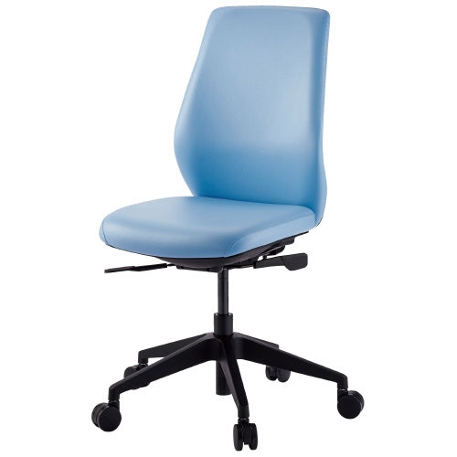 PLUS（プラス）オフィス家具 事務イス NC-200V ライトブルー レザー張り　