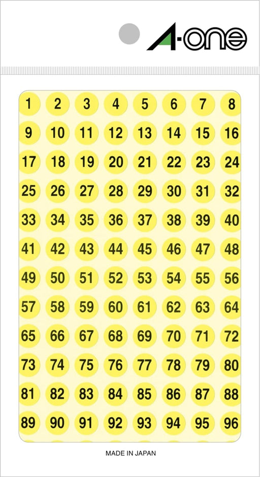 エーワン 特殊ラベル 数字 蛍光黄 丸型 9mm 4シート 08085（10セット）