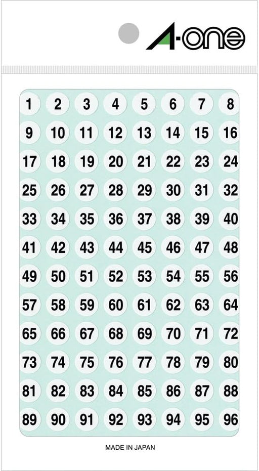 エーワン ラベル 数字 丸型 08086 白 9mmφ 4シート（10セット）