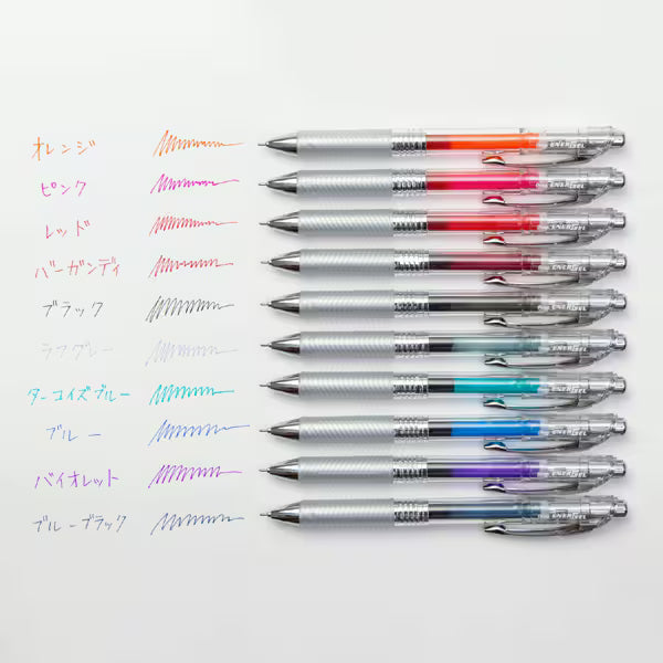 ぺんてる Pentel ゲルインキボールペン ENERGEL infree（エナージェル インフリー） 0.4mm ノック式 10色セット 本体色：クリア ニードルチップ 速乾 BLN74TL-10 4902506383099