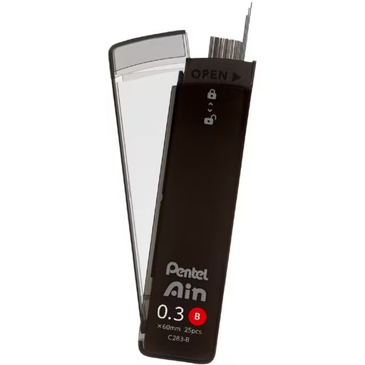 ぺんてる Pentel シャープペン芯 Pentel Ain（ぺんてるアイン） ポリシース仕様 0.3mm B XC283-B 4902506406378（5セット）