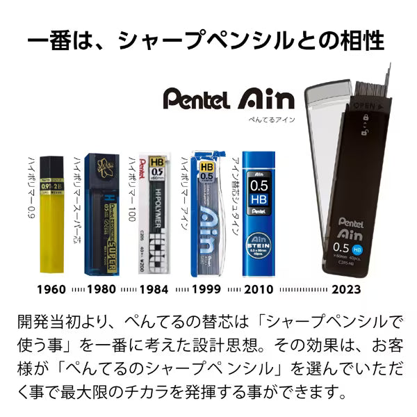 ぺんてる Pentel シャープペン芯 Pentel Ain（ぺんてるアイン） ポリシース仕様 0.3mm B XC283-B 4902506406378（5セット）