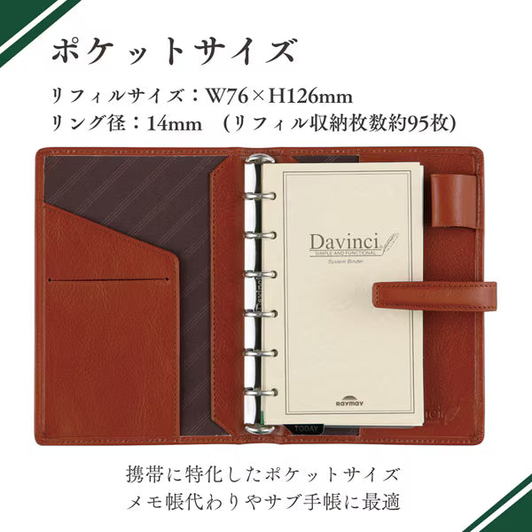 ダ・ヴィンチ Davinci システム手帳 ダヴィンチ（Davinci） スタンダード ポケット 14mm ブラウン DP3008C レイメイ藤井 4902562432335（10セット）