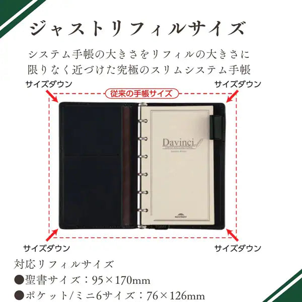 ダ・ヴィンチ Davinci システム手帳 ダヴィンチ（Davinci） スタンダード ポケット ジャストリフィルサイズ 8mm ワイン JDP3009Z レイメイ藤井 4902562432397（10セット）
