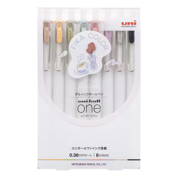 三菱鉛筆 MITSUBISHI PENCIL ゲルインクボールペン uni-ball ONE（ユニボール ワン） フィーカカラー8色セット 0.38mm 本体色：オフホワイト UMNS38FC8C 4902778319697