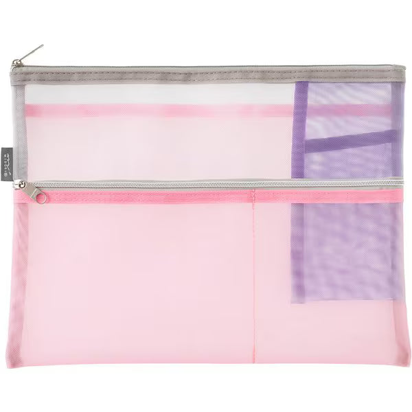 ミドリ デザインフィル DESIGNPHIL ペン&ツールポーチ＜B5＞ メッシュ ピンク 53354006 4902805533546（3セット）