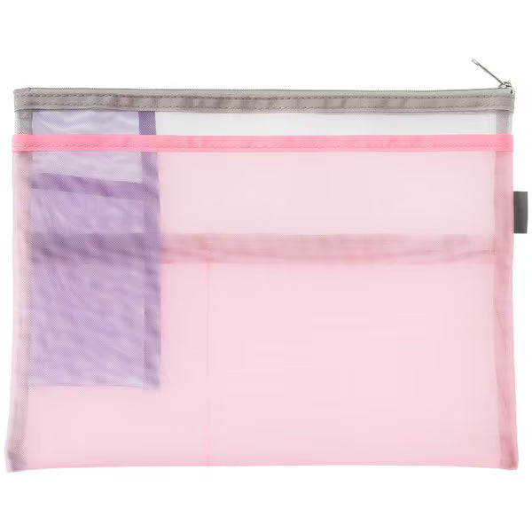 ミドリ デザインフィル DESIGNPHIL ペン&ツールポーチ＜B5＞ メッシュ ピンク 53354006 4902805533546（3セット）