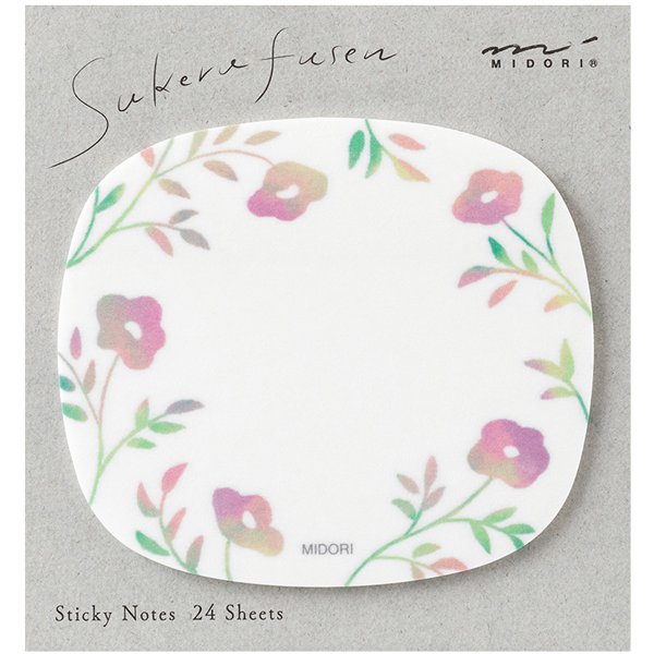 ミドリ デザインフィル DESIGNPHIL 付せん紙 透ける 花柄 ピンク 19102006 4902805191029（5セット）