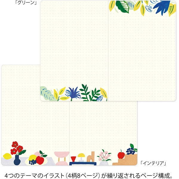 ミドリ デザインフィル DESIGNPHIL ノート＜B6＞ ゆるログ モチーフテキスタイル柄 15367006 4902805153676（5セット）