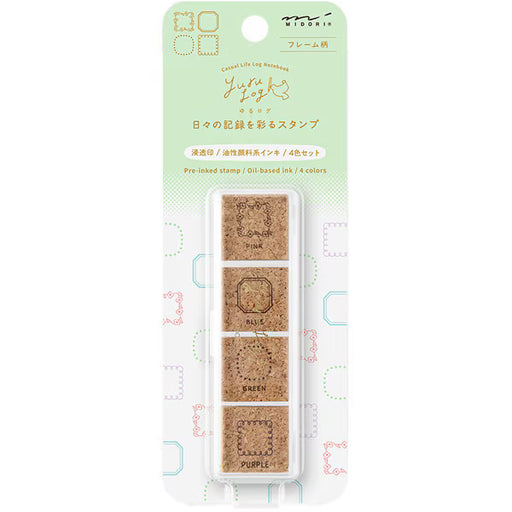 ミドリ デザインフィル DESIGNPHIL スタンプ 浸透印 ゆるログ フレーム柄 35614006 4902805356145（2セット）