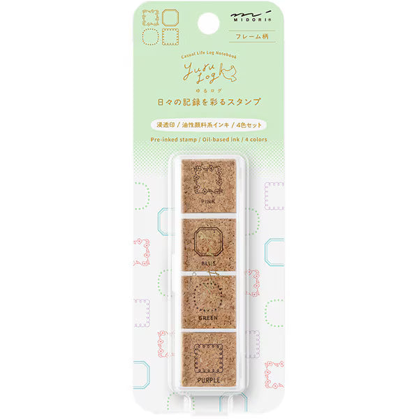 ミドリ デザインフィル DESIGNPHIL スタンプ 浸透印 ゆるログ フレーム柄 35614006 4902805356145（2セット）