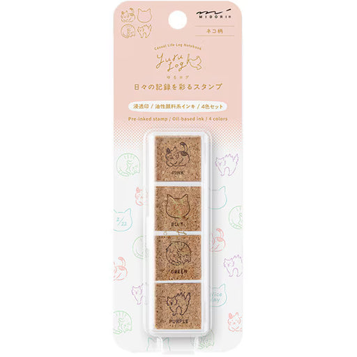 ミドリ デザインフィル DESIGNPHIL スタンプ 浸透印 ゆるログ ネコ柄 35618006 4902805356183（2セット）