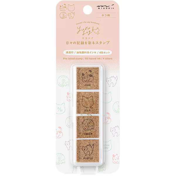 ミドリ デザインフィル DESIGNPHIL スタンプ 浸透印 ゆるログ ネコ柄 35618006 4902805356183（2セット）