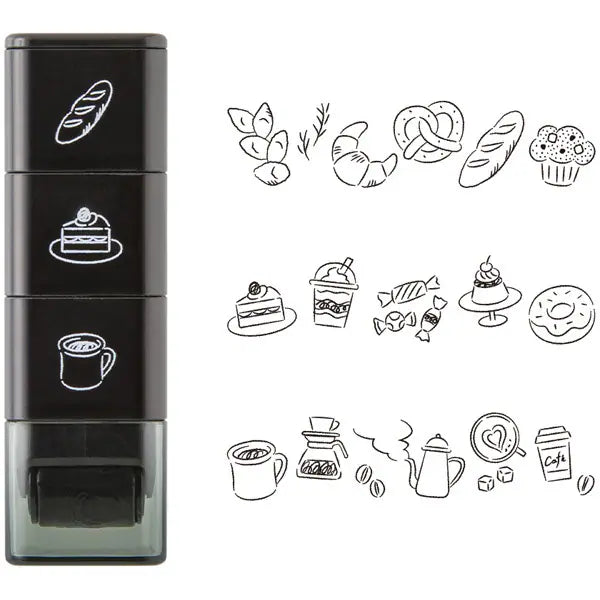 ミドリ デザインフィル DESIGNPHIL スタンプ ローラー カフェ柄 35626006 4902805356268（2セット）