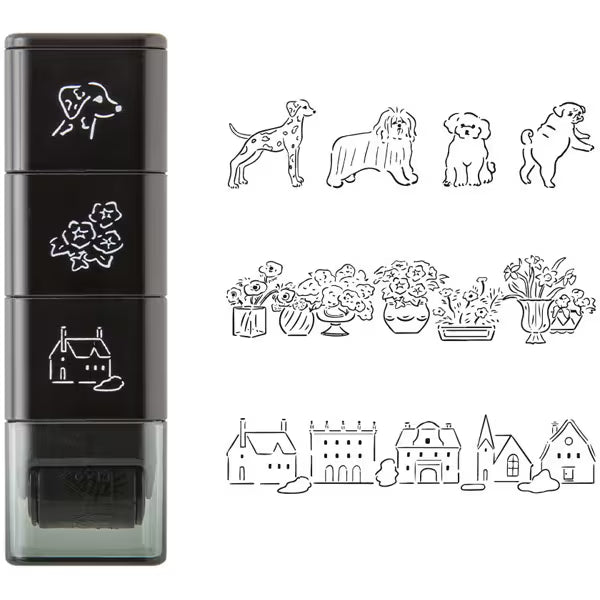 ミドリ デザインフィル DESIGNPHIL スタンプ ローラー イヌと風景柄 35628006 4902805356282（2セット）