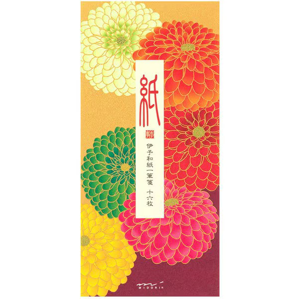 ミドリ デザインフィル DESIGNPHIL 限定 一筆箋594 シルク ポンポン菊柄 89594006 4902805895941（5セット）