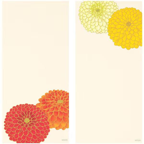 ミドリ デザインフィル DESIGNPHIL 限定 一筆箋594 シルク ポンポン菊柄 89594006 4902805895941（5セット）