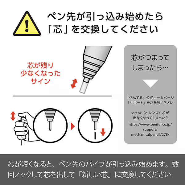 ぺんてる Pentel シャープペンシル ORENZ（オレンズ） 0.5mm ホワイト軸 XPP505-RW 4902506431608