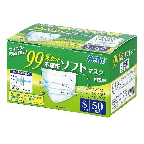 Masque souple Artec en tissu non tissé coupé à 99% (50 pièces) taille S 4521718519043