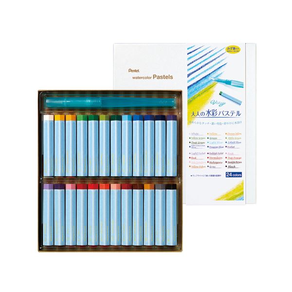 GHW1-24 ぺんてる Pentel vistageヴィスタージュ 大人の水彩パステル   みず筆付 ghw1-24 ぺんてる Pentel 4902506343147