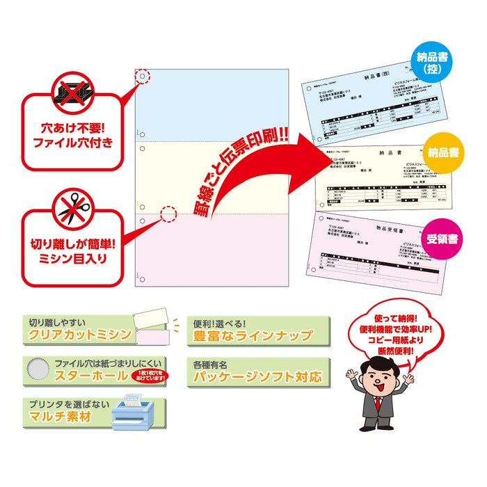 ヒサゴ プリンタ帳票Ａ４カラー３メン６ケツ FSC2013 4902668563704（10セット）