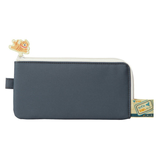 リヒトラブ_にゃんシーンフラットペンポーチチャコールブラック A-2221-24 /4903419847289