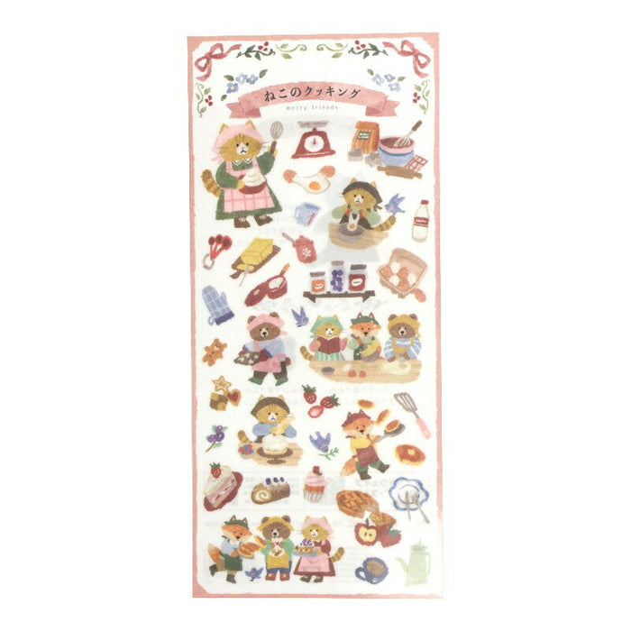 MindWave マインドウェイブ メリーフレンズステッカー　８１９１０　ねこのクッキング（10セット）