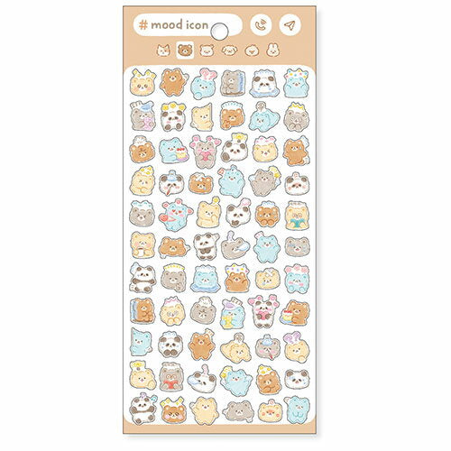MindWave マインドウェイブ ムードアイコンステッカー クマ 82498（10セット）
