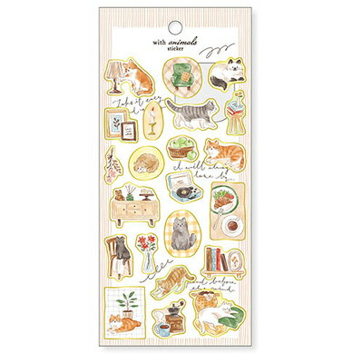 MindWave マインドウェイブ ウィズアニマルズステッカー ネコ 82571（10セット）