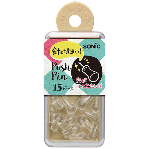ソニック ピクパ・デコ針が細い画鋲透明 PA-8247 ソニック 4970116044822（5セット）