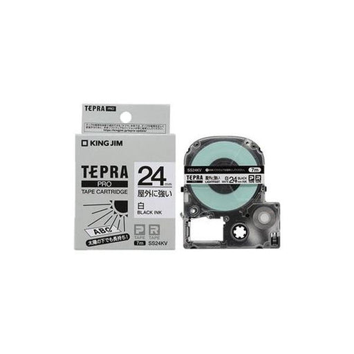 KING JIM テプラPROテ－プ屋外に強い白/黒文字 SS24KV キングジム 4971660776740（10セット）