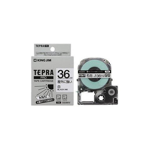 KING JIM テプラPROテ－プ屋外に強い白/黒文字 SS36KV キングジム 4971660776757