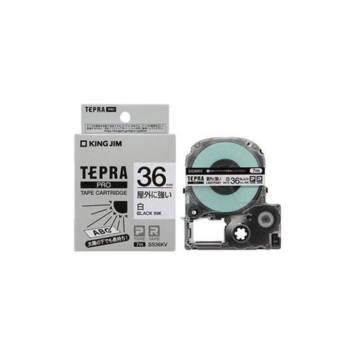 KING JIM テプラPROテ－プ屋外に強い白/黒文字 SS36KV キングジム 4971660776757（10セット）