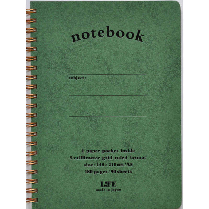 ライフ ノートＡ５緑 N190B 4990168050541（3セット）