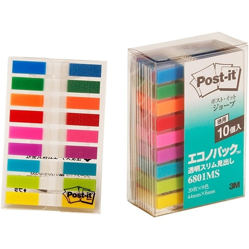 Ten 3M Japan Post-it 6801MS transparence slim entry compound color