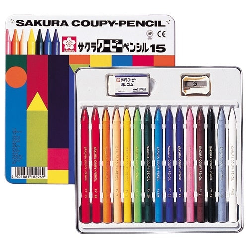 サクラクレパス クーピーペンシル FY15 15色 缶入 4901881182969
