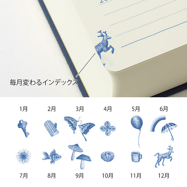 Midori/12397006_Diary 10 years continuous door navy blue/4902805123976